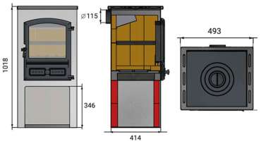 Стальной камин со стеклом ЭТНА (БКД) с плитой и теплообменником фото в Борисове