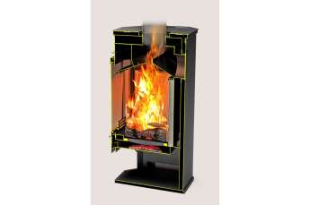 Стальной недорогой камин с дровницей Теплодар Румба фото в Борисове
