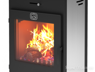 Стальной недорогой камин со стеклом и дровницей Теплодар Танго плюс фото в Борисове