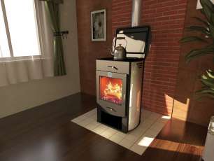 Стальной недорогой камин со стеклом Теплодар Танго плюс фото в Борисове