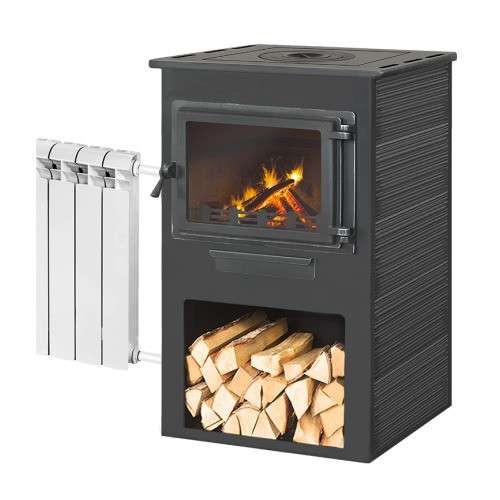 Печь-камин ЭТНА (Панорама) с плитой и ТО Амазонка бай фото в Борисове