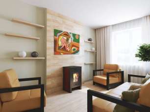 Недорогой камин со стеклом Теплодар Твист фото в интерьере Недорогой камин со стеклом Теплодар Твист фото в интерьере в Борисове