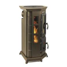 Отопительная недорогая печь Термофор Статика Квинта, чёрная бронза фото с боку в Борисове