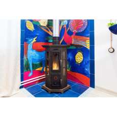 Угловая стальная печь Термофор Статика Квинта, чёрная бронза фото в Борисове