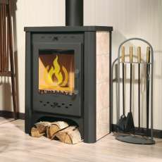 Стальной печь-камин Экокамин с плитой в интерьере фото в Борисове