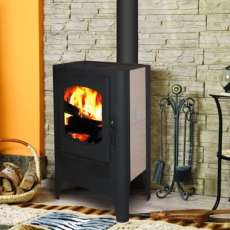 Недорогой стальной печь-камин Экокамин с плитой в интерьере фото в Борисове