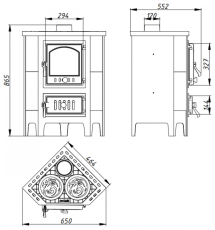 Печь-камин Бавария угловая чугун с плитой в Борисове
