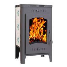 Стальной камин Бавария Оптима Незабудка со стеклом фото в Борисове