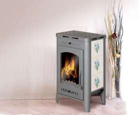 Печь-камин Бавария Оптима Незабудка со стеклом фото в Борисове