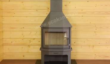 Печь-камин со стеклом Бавария Мюнхен пристенно-угловой графит фото в Борисове