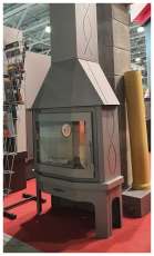 Стальной камин Бавария Мюнхен со стеклом угловой чёрный (без перемычки) фото в Борисове