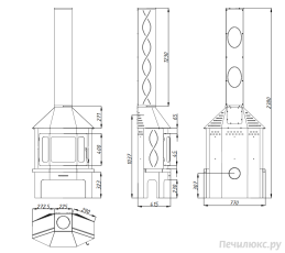 Стальной камин Бавария Мюнхен со стеклом угловой чёрный (без перемычки) фото габариты в Борисове