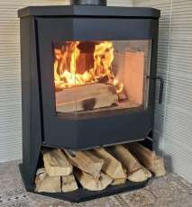 Стальной камин с большим стеклом Бавария панорама призма с плитой фото в Борисове