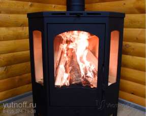 Стальной камин со стеклами Бавария панорама угловая фото в Борисове