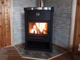 Недорогой камин со стеклом и дровницей Теплодар ОВ-140 (угловой) фото в Борисове