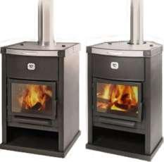 Недорогая печь-камин со стеклом и дровницей Теплодар ОВ-140 (угловой) фото в Борисове