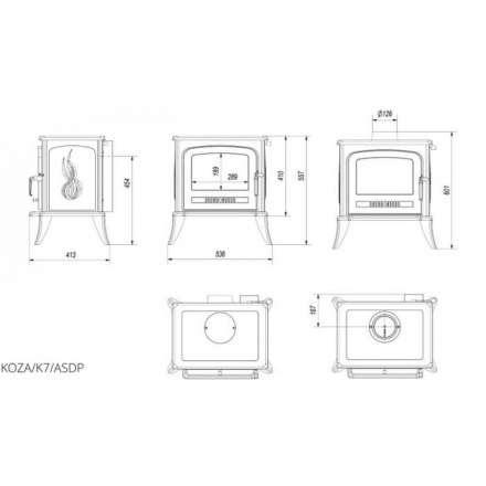 Купить Печь-камин чугунный Kratki Koza K7 с термостатом в Борисове Амазонка бай фото в Борисове