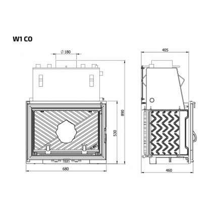 Каминная топка Kawmet W1CO 18,7 кВт с водяным контуром в Борисове