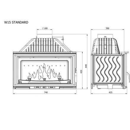 Каминная топка Kawmet W15 STANDARD 12 кВт в Борисове