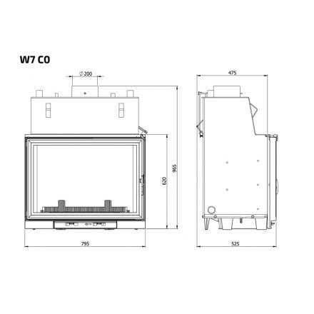 Каминная топка Kawmet W7CO 25,3 кВт с водяным контуром в Борисове