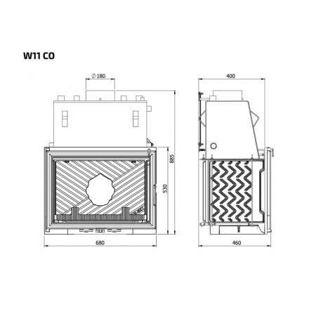 Каминная топка Kawmet W11CO 18 кВт с водяным контуром в Борисове