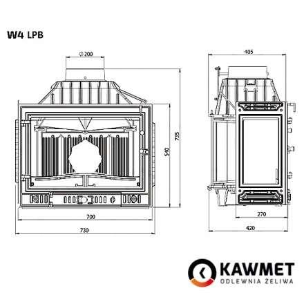 Каминная топка Kawmet W4PLB-14,5 кВт в Борисове