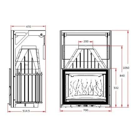 Каминная топка Invicta 700 Grand Angle с подъёмом в Борисове