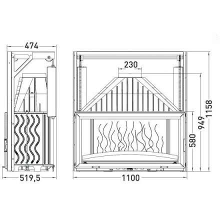 Каминная топка Invicta 1100 Grand Vision с подъёмом в Борисове