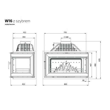 Каминная топка Kawmet W16PB 14,7 кВт в Борисове