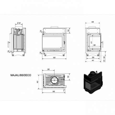 Каминная топка Kratki Maja/L/BS/Deco в Борисове