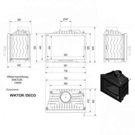 Каминная топка Kratki Wiktor/DECO в Борисове
