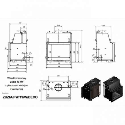 Каминная топка Kratki Zuzia/PW/19/W/DECO в Борисове