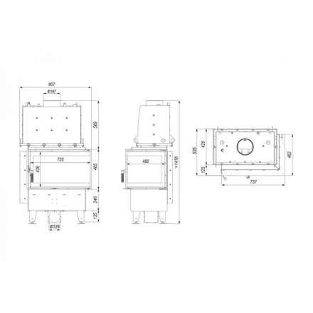 Каминная топка Defro Home RIVA SM BL SHORT угловая, с водяным контуром в Борисове