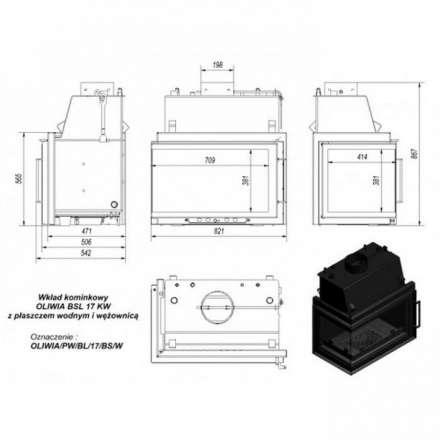 Каминная топка Kratki Oliwia/PW/BL/17/BS/W в Борисове