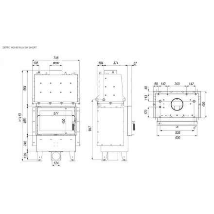 Каминная топка DEFRO HOME RIVA SM SHORT с водяным контуром в Борисове