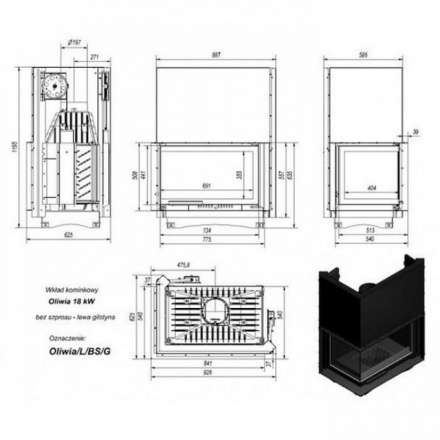 Каминная топка Kratki Oliwia/L/BS/G в Борисове
