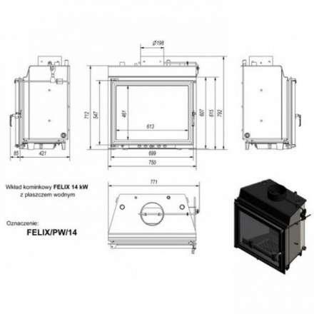 Каминная топка Kratki Felix/PW/14/W в Борисове