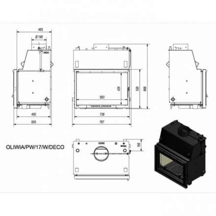 Каминная топка Kratki OLIWIA/PW/17/W/DECO в Борисове
