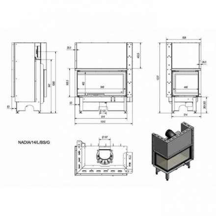 Каминная топка Kratki NADIA/14/L/BS/G в Борисове
