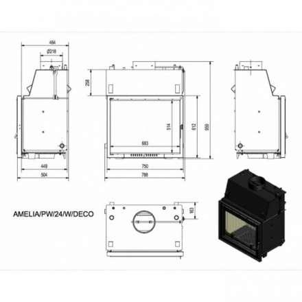 Каминная топка Kratki Amelia/PW/24/W/DECO (змеевик) в Борисове