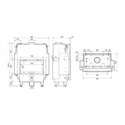 Каминная топка Defro Home RIVA ME G SHORT с водяным контуром и подъемом стекла вверх в Борисове