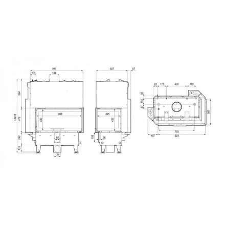 Каминная топка DEFRO HOME RIVA ME BL G SHORT угловая с водяным контуром и подъемом стекла вверх в Борисове
