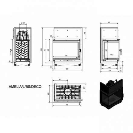 Каминная топка Kratki Amelia/L/BS/Deco в Борисове