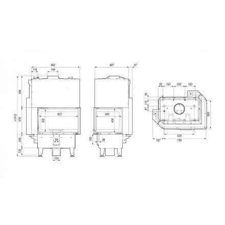 Каминная топка DEFRO HOME RIVA SM BL G SHORT угловая с водяным контуром и подъемом стекла вверх в Борисове