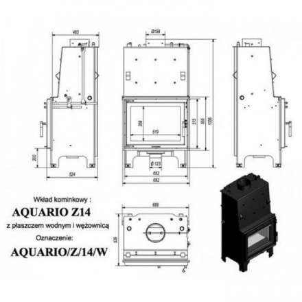 Каминная топка Kratki AQUARIO/Z/14/PW/W в Борисове