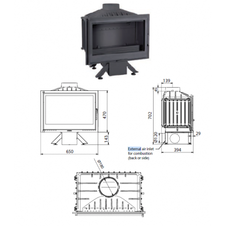 Каминная топка Ferguss FG17 с подводом воздуха извне и шибером в Борисове