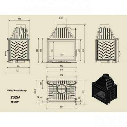 Каминная топка Kratki Zuzia/GLASS (двойное стекло) в Борисове