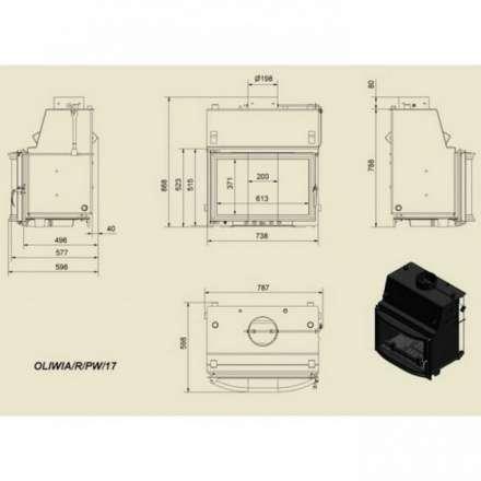 Каминная топка Kratki Oliwia/R/PW/17 в Борисове