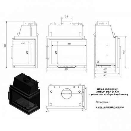 Каминная топка Kratki Amelia/PW/BP/24/BS/W в Борисове