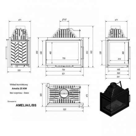 Каминная топка Kratki Amelia/L/BS в Борисове